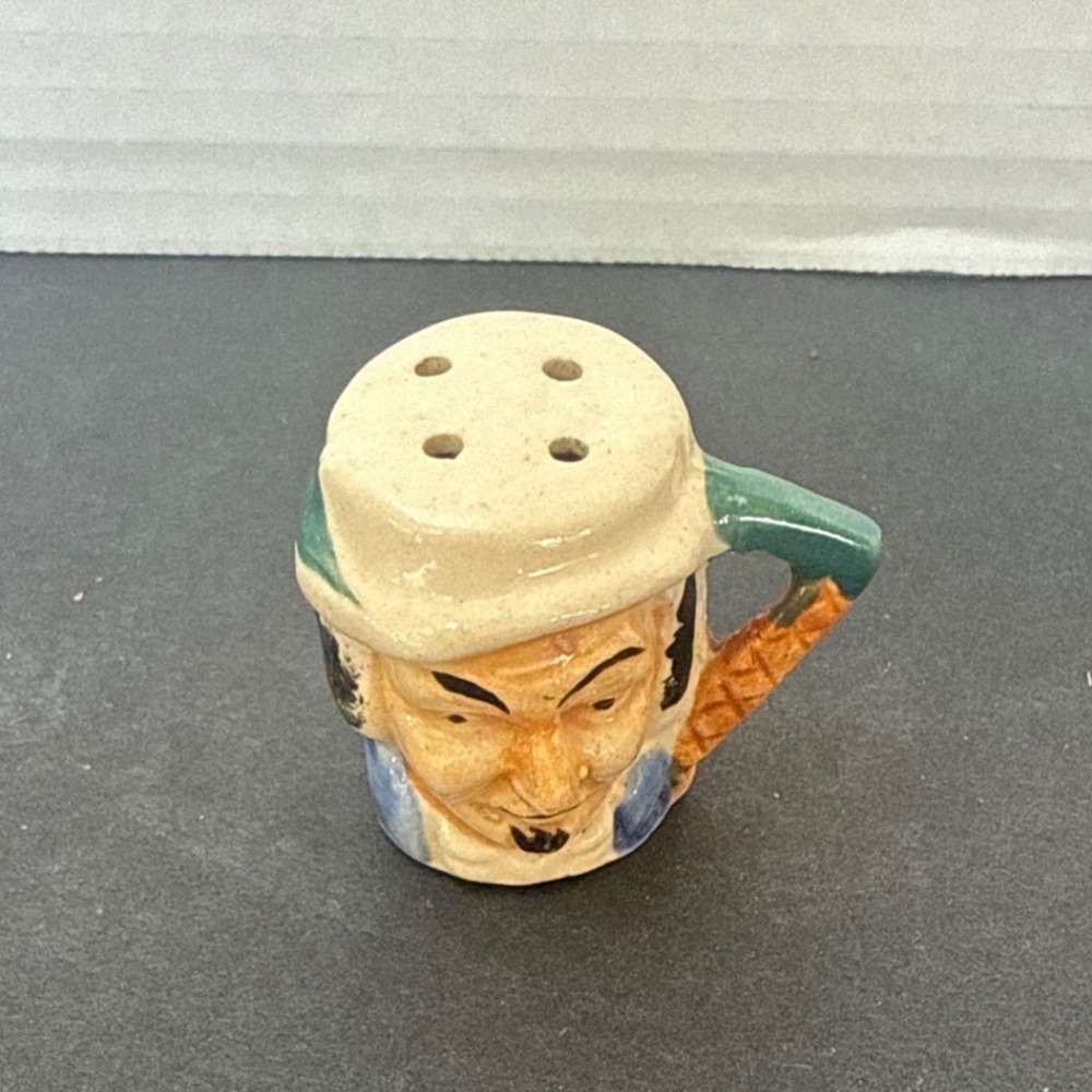 Vintage Japan Ceramic Character Toby Jug Salt Pepper Shaker Miniature Man Face